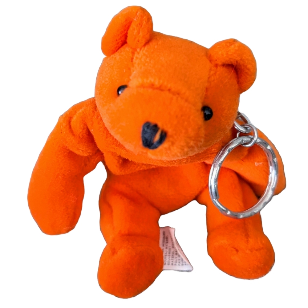 1997 Key Chain Key Keeper Floppy Friends Bryce Jr. Style Orange Teddy Bear